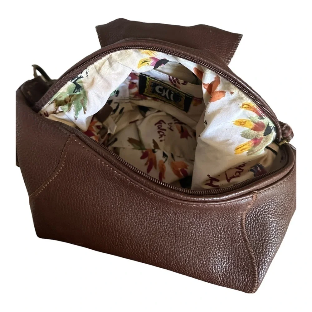 Carlos Falchi Chocolate Brown Leather Hobo with Braided Strap